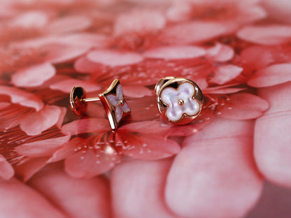 [Vellora Opalyn]STAR AND SUN PINK GOLD MOP STUD EARRINGS