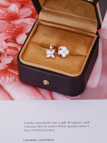 [Vellora Opalyn]STAR AND SUN PINK GOLD MOP STUD EARRINGS