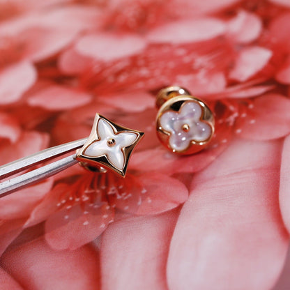 [Vellora Opalyn]STAR AND SUN PINK GOLD MOP STUD EARRINGS