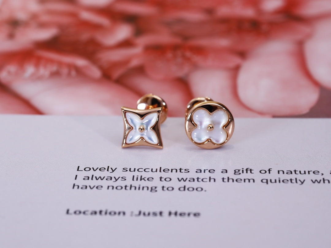 [Vellora Opalyn]STAR AND SUN PINK GOLD MOP STUD EARRINGS