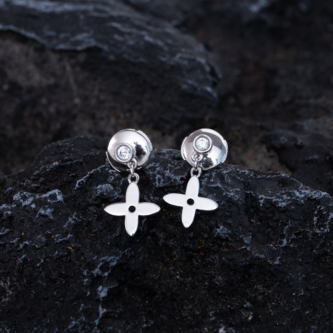 [Vellora Opalyn]VIDYLLE SILVER DIAMOND MINI DROP EARRINGS