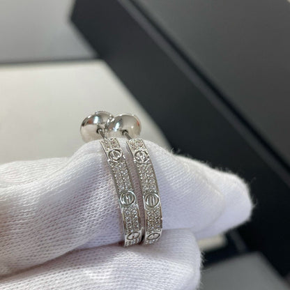 [Vellora Opalyn]LOVE DIAMOND SILVER HOOP EARRINGS