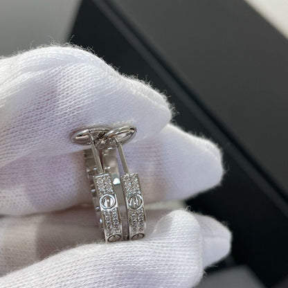 [Vellora Opalyn]LOVE DIAMOND SILVER HOOP EARRINGS