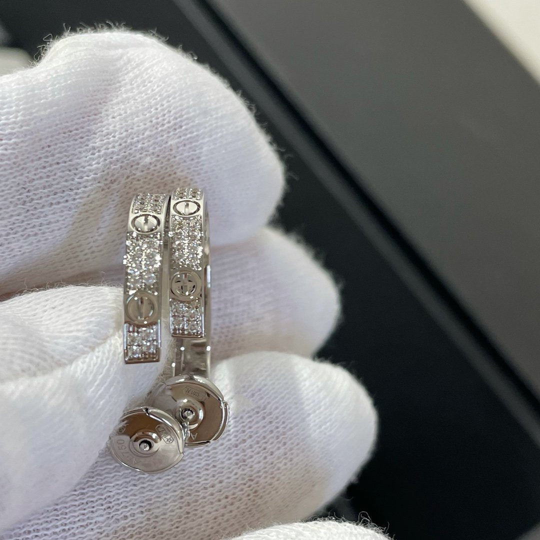 [Vellora Opalyn]LOVE DIAMOND SILVER HOOP EARRINGS