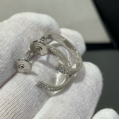 [Vellora Opalyn]LOVE DIAMOND SILVER HOOP EARRINGS