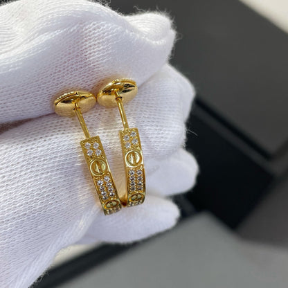 [Vellora Opalyn]LOVE DIAMOND GOLD HOOP EARRINGS