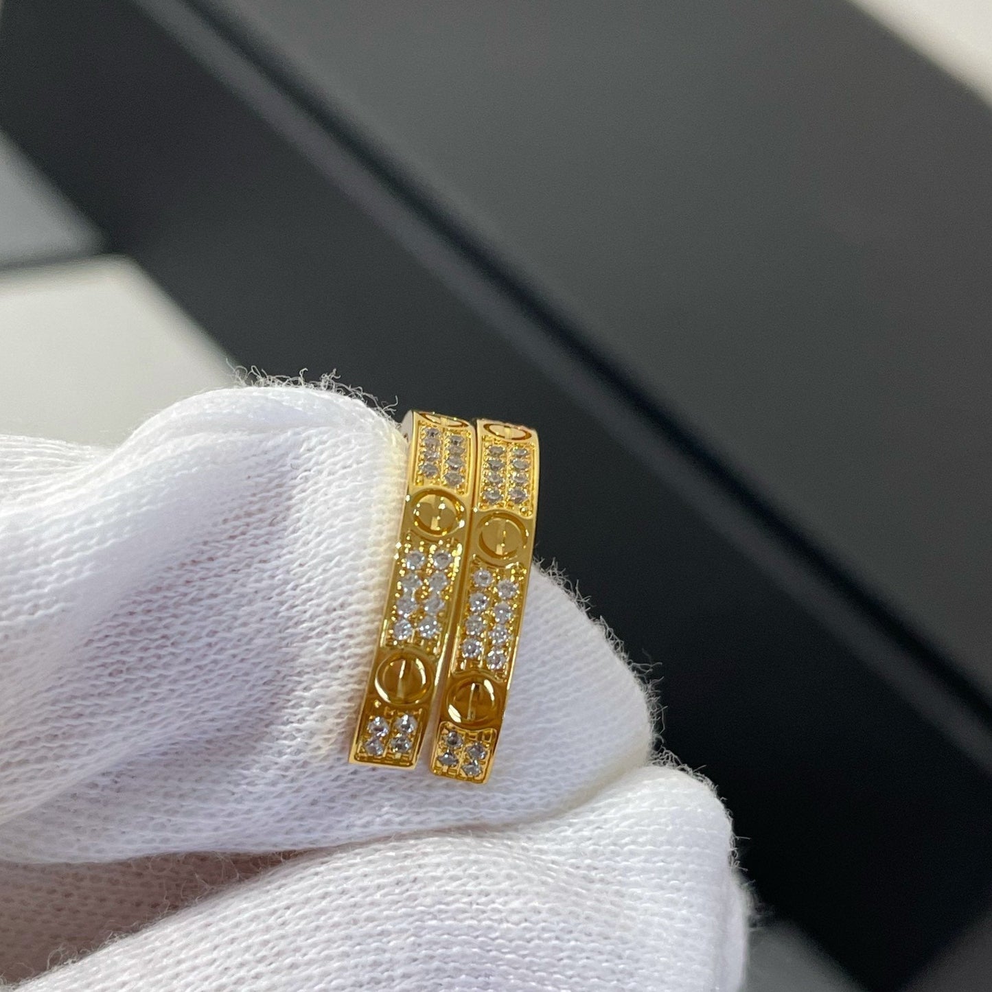 [Vellora Opalyn]LOVE DIAMOND GOLD HOOP EARRINGS