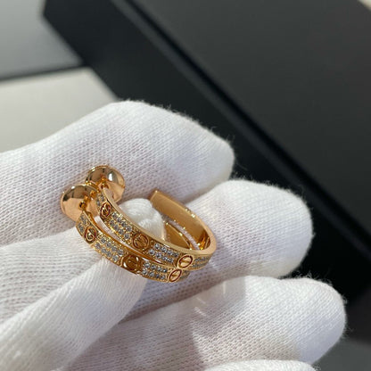 [Vellora Opalyn]LOVE DIAMOND PINK GOLD HOOP EARRINGS