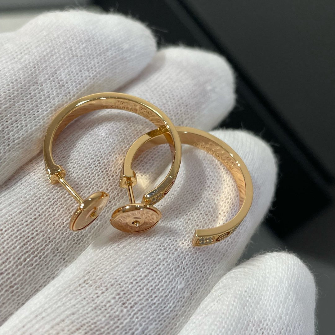[Vellora Opalyn]LOVE DIAMOND PINK GOLD HOOP EARRINGS