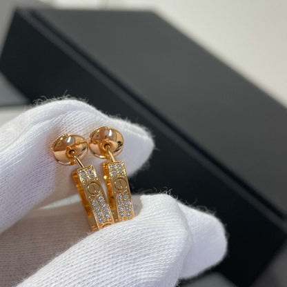 [Vellora Opalyn]LOVE DIAMOND PINK GOLD HOOP EARRINGS