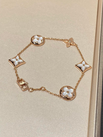 [Vellora Opalyn]STAR AND SUN 5 MOTIF MOP PINK GOLD BRACELET
