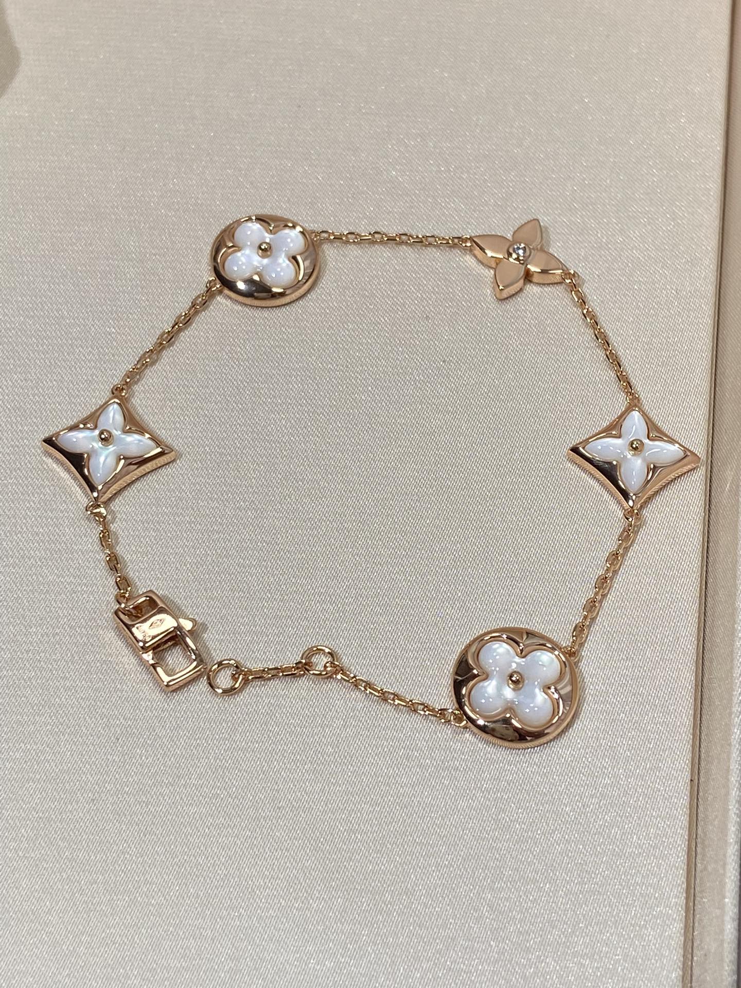 [Vellora Opalyn]STAR AND SUN 5 MOTIF MOP PINK GOLD BRACELET