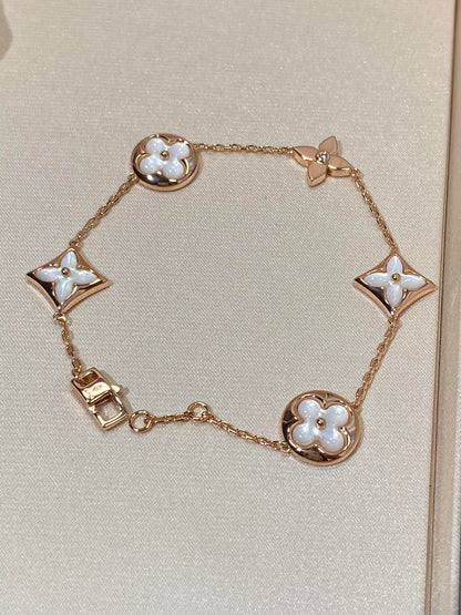 [Vellora Opalyn]STAR AND SUN 5 MOTIF MOP PINK GOLD BRACELET