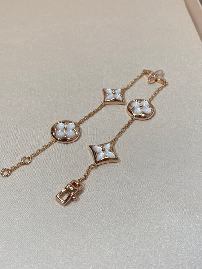 [Vellora Opalyn]STAR AND SUN 5 MOTIF MOP PINK GOLD BRACELET