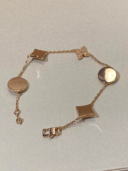 [Vellora Opalyn]STAR AND SUN 5 MOTIF MOP PINK GOLD BRACELET