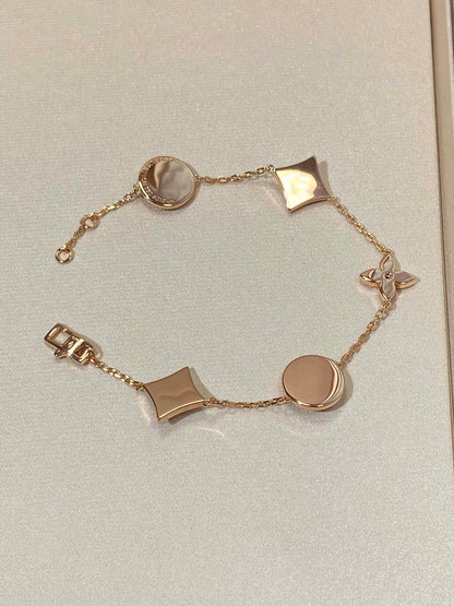 [Vellora Opalyn]STAR AND SUN 5 MOTIF MOP PINK GOLD BRACELET
