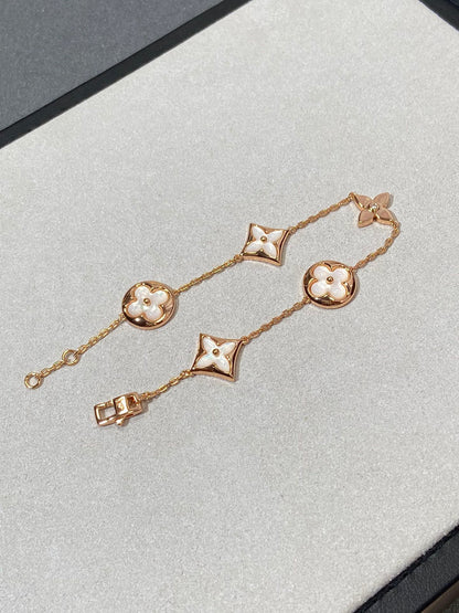 [Vellora Opalyn]STAR AND SUN 5 MOTIF MOP PINK GOLD BRACELET
