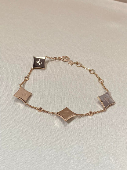 [Vellora Opalyn]STAR 4 MOTIF MOP DIAMOND PINK GOLD BRACELET