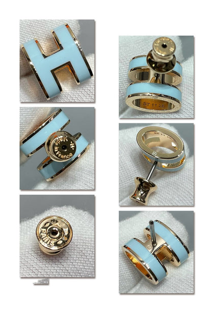 [Vellora Opalyn]POP H SKY BLUE STUD EARRINGS
