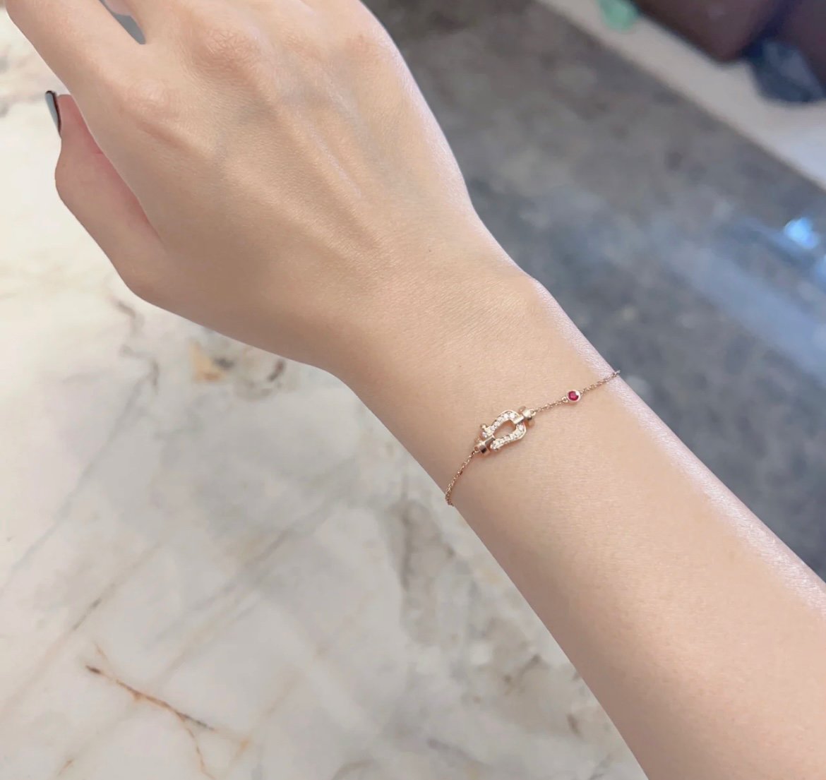 [Vellora Opalyn]FORCE 10 DIAMOND CHAIN LINK PINK GOLD BRACELET