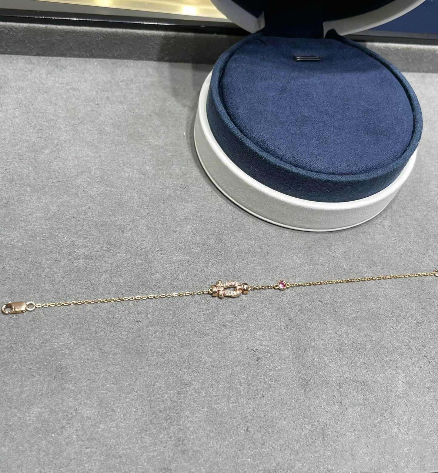 [Vellora Opalyn]FORCE 10 DIAMOND CHAIN LINK PINK GOLD BRACELET