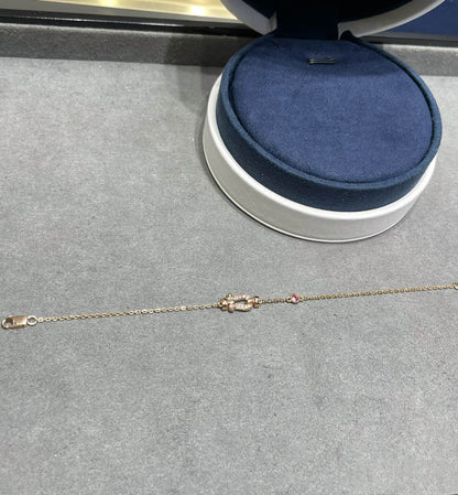 [Vellora Opalyn]FORCE 10 DIAMOND CHAIN LINK PINK GOLD BRACELET