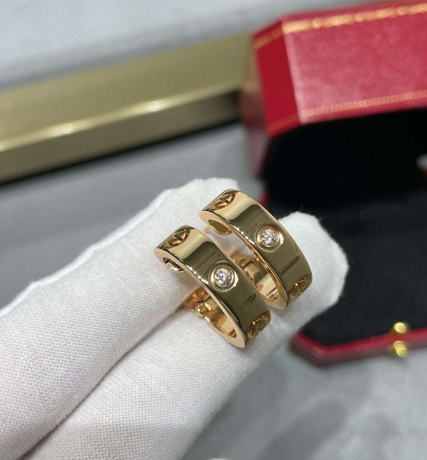 [Vellora Opalyn]LOVE 5.5MM 1 DIAMOND EARRINGS