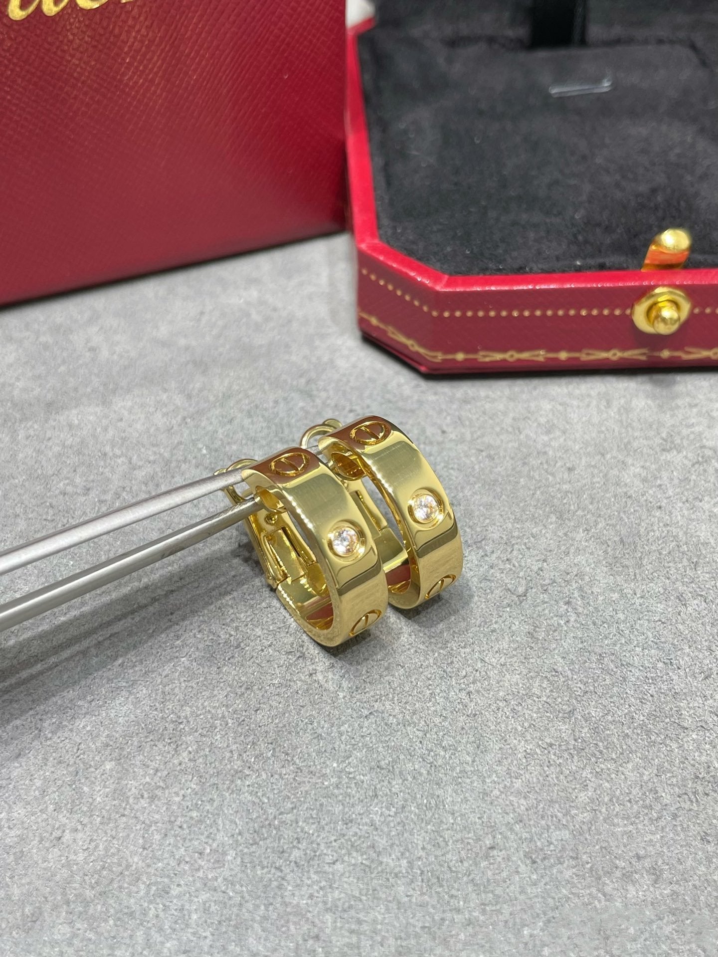 [Vellora Opalyn]LOVE 5.5MM 1 DIAMOND EARRINGS