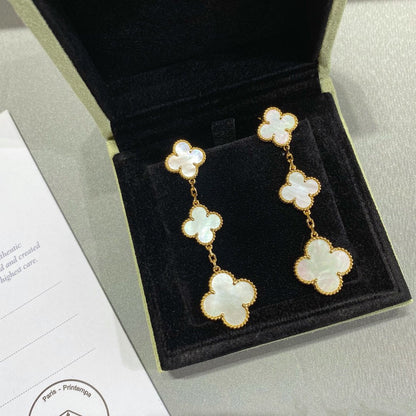 [Vellora Opalyn]CLOVER MOP 3 MOTIFS GOLD EARRINGS
