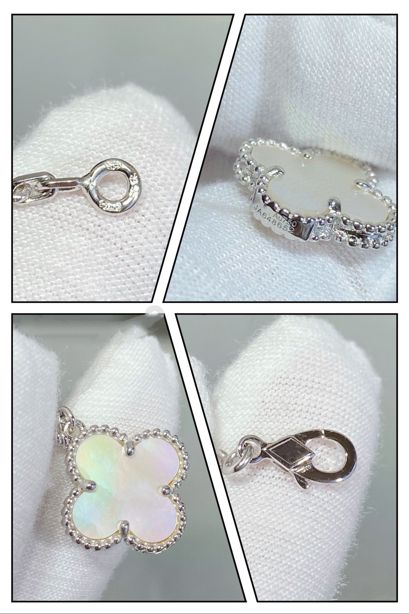 [Vellora Opalyn]CLOVER 5 MOTIF WHITE MOP SILVER BRACELET