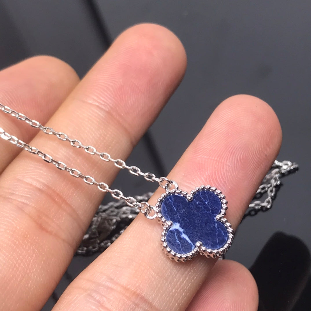 [Vellora Opalyn]CLOVER PIETERSITE SILVER LONG NECKLACE