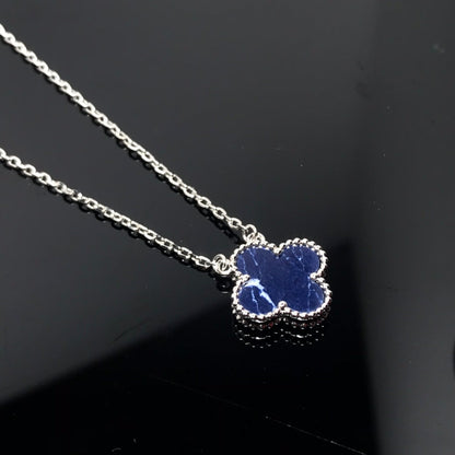 [Vellora Opalyn]CLOVER PIETERSITE SILVER LONG NECKLACE