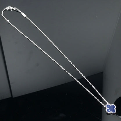 [Vellora Opalyn]CLOVER PIETERSITE SILVER LONG NECKLACE
