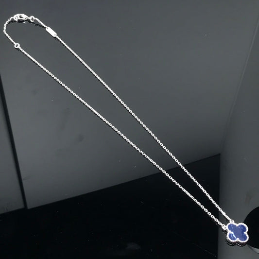 [Vellora Opalyn]CLOVER PIETERSITE SILVER LONG NECKLACE