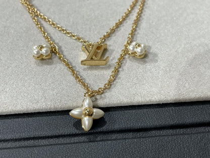 [Vellora Opalyn]FLOWERGRAM GOLD MOP DOUBLE ROW NECKLACE