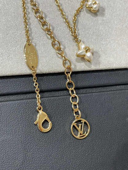 [Vellora Opalyn]FLOWERGRAM GOLD MOP DOUBLE ROW NECKLACE