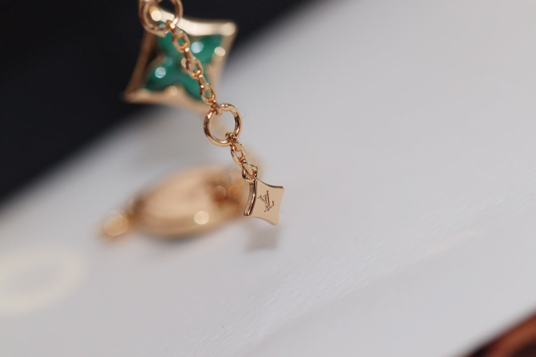 [Vellora Opalyn]STAR AND SUN 4 MOTIF PINK GOLD MALACHITE BRACELET