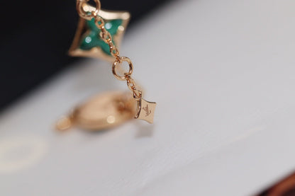 [Vellora Opalyn]STAR AND SUN 4 MOTIF PINK GOLD MALACHITE BRACELET