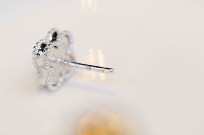 [Vellora Opalyn]CLOVER MINI TURQUOISE SILVER STUD EARRINGS