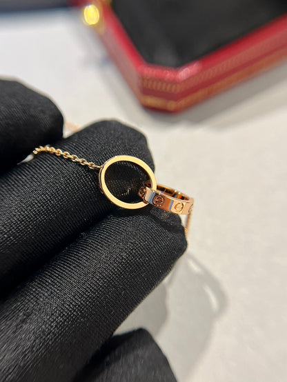 [Vellora Opalyn]LOVE NECKLACE DOUBLE RING PINK GOLD