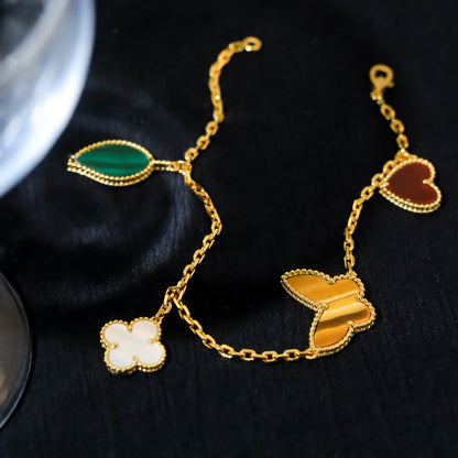 [Vellora Opalyn]LUCKY SPRING 5 MOTIF GOLD BRACELET
