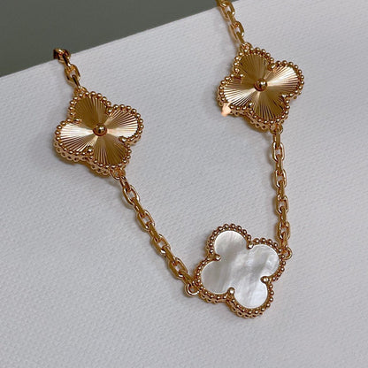 [Vellora Opalyn]CLOVER BRACELET 5 MOTIF WHITE MOP PINK GOLD