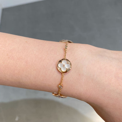 [Vellora Opalyn]STAR AND SUN 4 MOTIF WHITE MOP PINK GOLD BRACELET