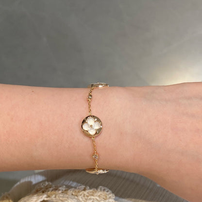 [Vellora Opalyn]STAR AND SUN 4 MOTIF WHITE MOP PINK GOLD BRACELET