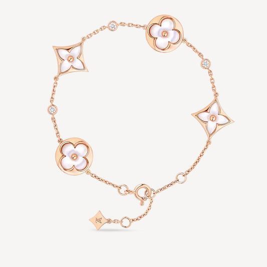 [Vellora Opalyn]STAR AND SUN 4 MOTIF WHITE MOP PINK GOLD BRACELET
