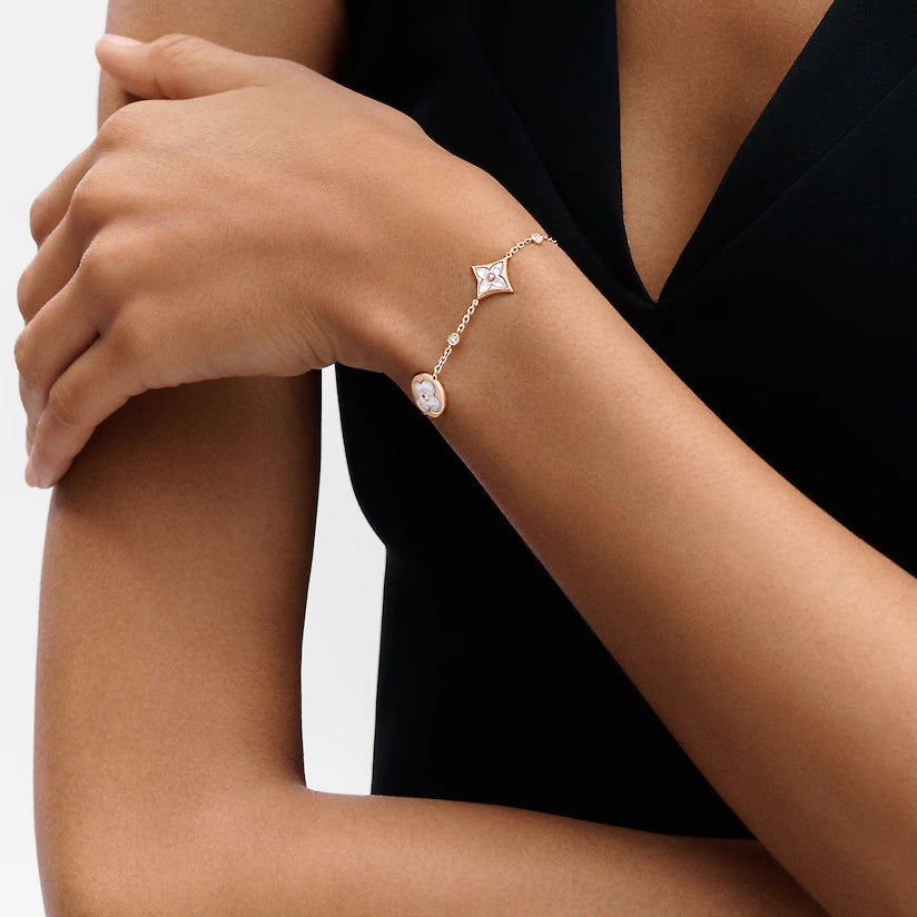 [Vellora Opalyn]STAR AND SUN 4 MOTIF WHITE MOP PINK GOLD BRACELET