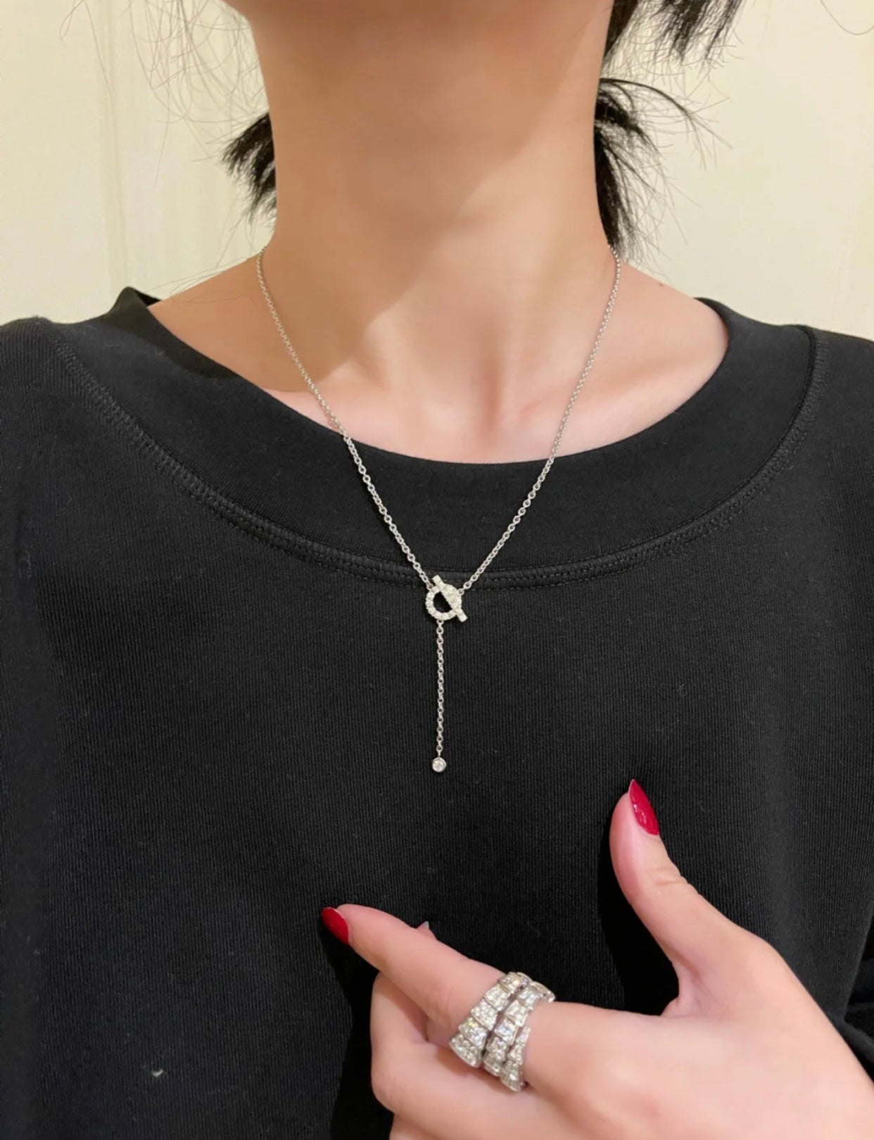 [Vellora Opalyn]FINESSE SILVER DIAMOND NECKLACE