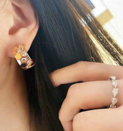 [Vellora Opalyn]BEE LOVE DIAMOND HOOP EARRINGS