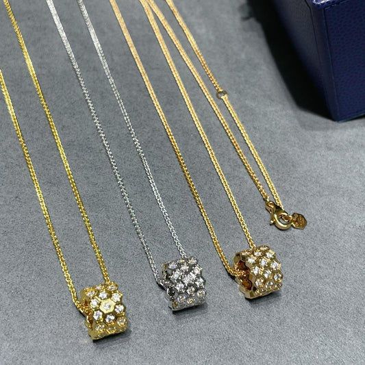 [Vellora Opalyn]BEE LOVE DIAMOND PAVED 3 ROW NECKLACE