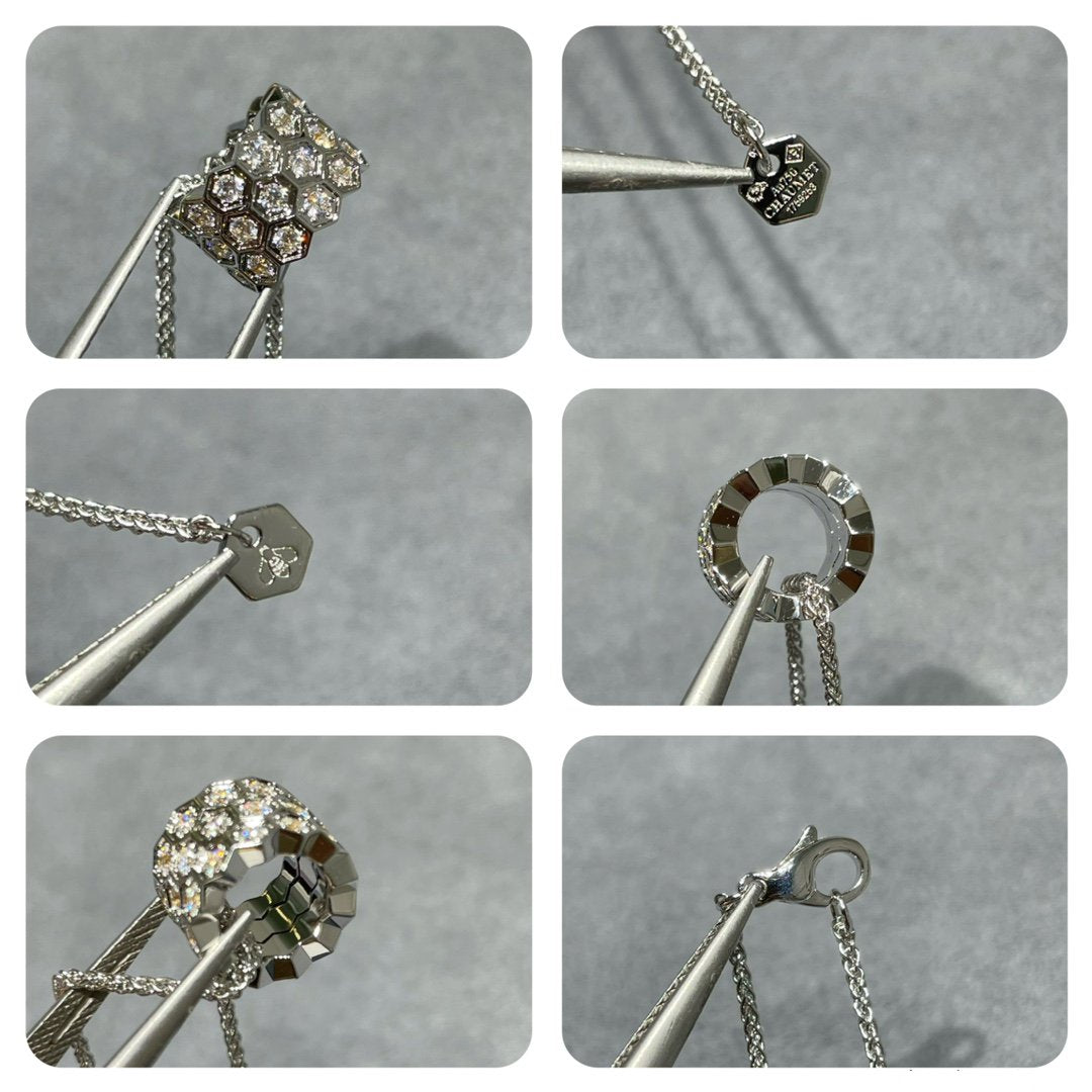 [Vellora Opalyn]BEE LOVE DIAMOND PAVED 3 ROW NECKLACE